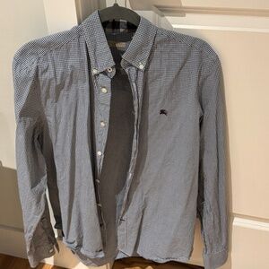 Authentic Men's Blue Burberry Check Shirt Size Large